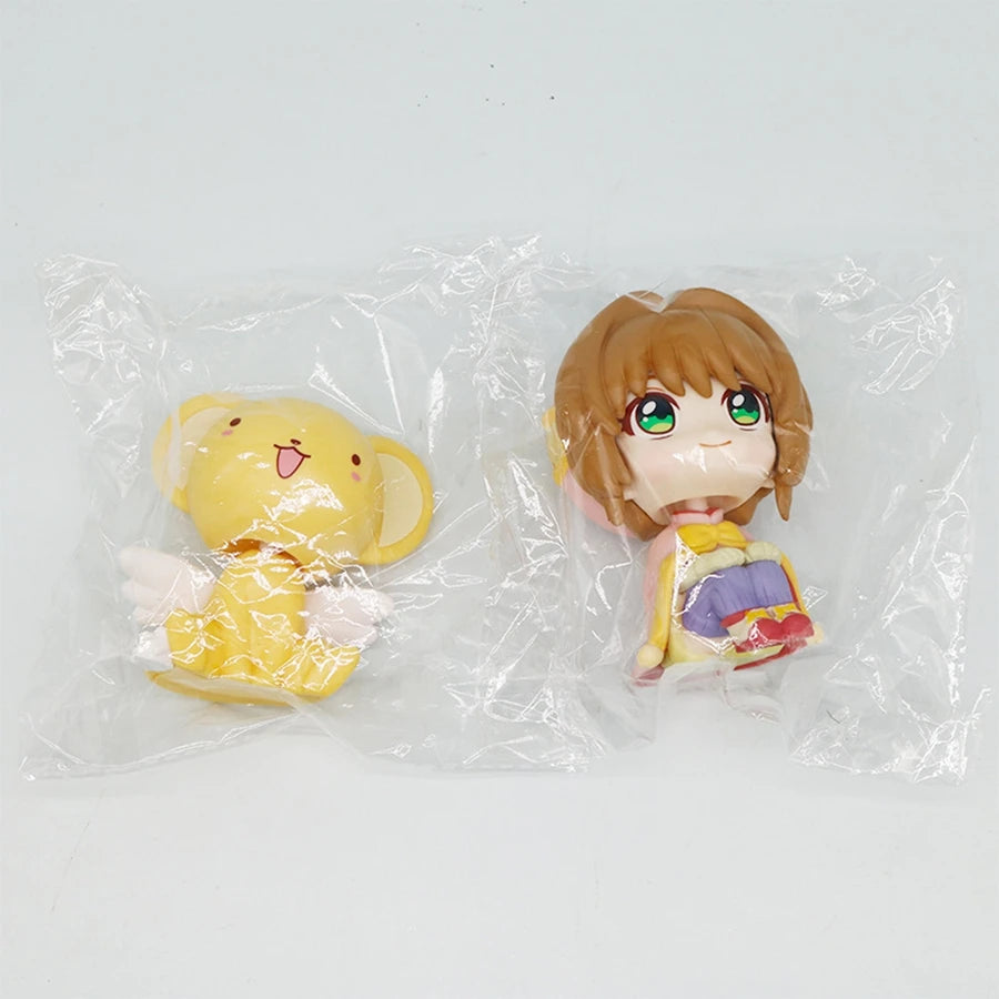 10cm Card Captor Sakura Anime Figure Look Up Kinomoto Sakura Action Figure Q Version Cerberus Figurine PVC Collection Model Toys