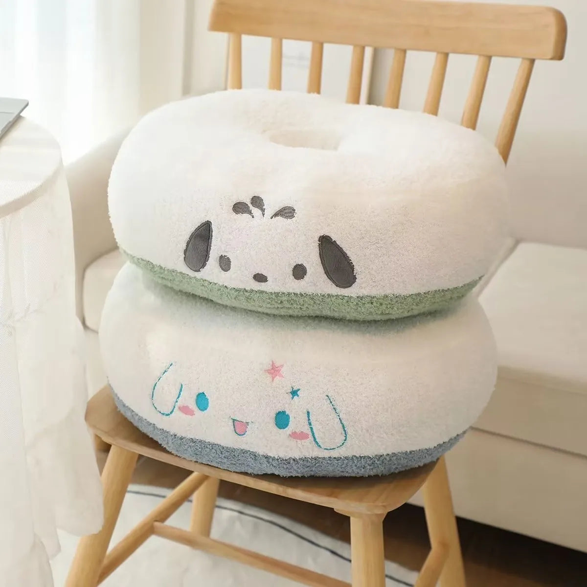 Sanrio Series Donut Shaped Plush Cushion Kuromi My Melody Pochacco Cinnamoroll Plush Seat Cushion Gifts For Children