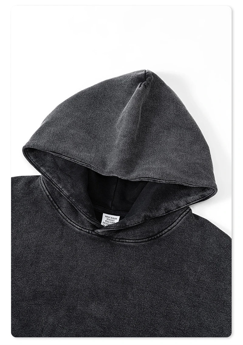 ZODF Retro Autumn Winter Washed Cotton Hoodies Unisex Loose 380gsm Knitted Sport Hooded Pullovers Brand Clothes HY0884