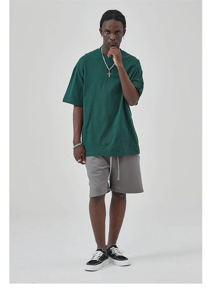 ZODF 2025 Spring Summer Men Solid 100% Cotton T-Shirts Unisex Women Loose 230gsm Noshrink Basic T Shirt Brand Tops HY0151