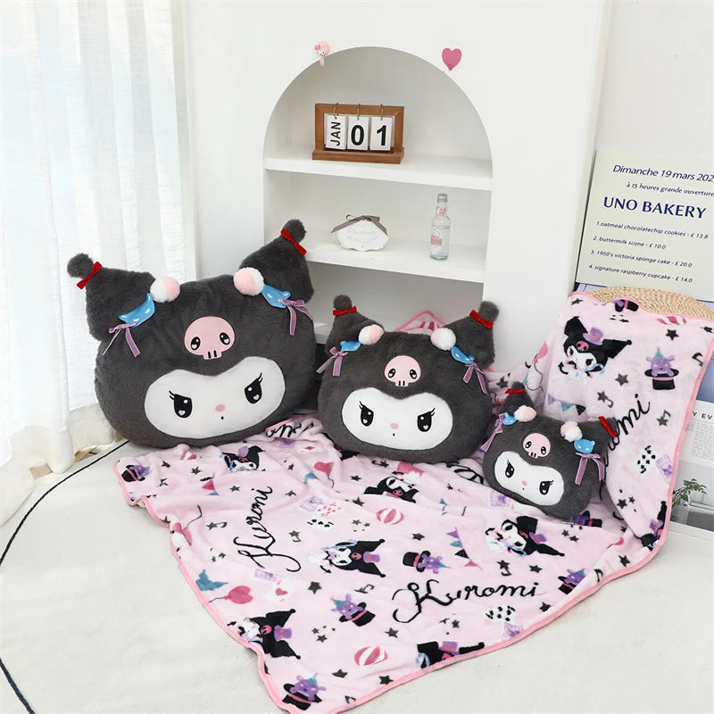 Lovely Kuromi My Melody Plushies Stuffed Anime Headrest Comfortale Soft Cuddly Pillow Cartoon Plush Toy Blanket Xmas Gifts Girl