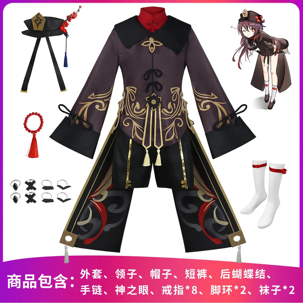 CosZtkhpCN Hu Tao Cosplay Costume Adult Polyester Set