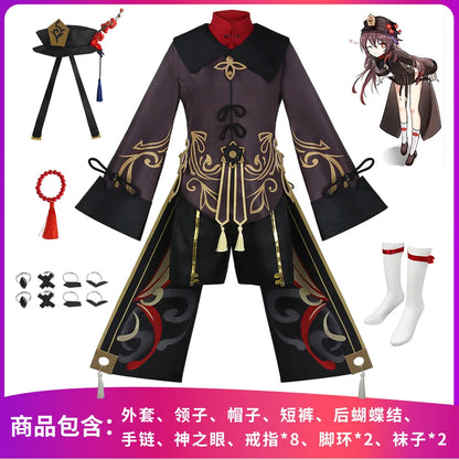 CosZtkhpCN Hu Tao Cosplay Costume Adult Polyester Set