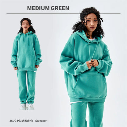 ZODF Casual Winter Men 350gsm Fleece Hoodie Unisex Loose Warm Solid Hooded Sweatshirt Pullover 18 Colors HY0728 - Mid