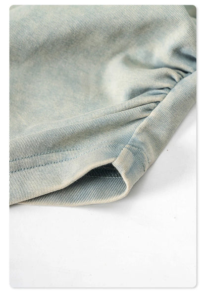 ZODF Women 2024 Summer Washed Tank Tops Female Hotsweet Girls 235gsm Slim Pleated Arc Hem Camisole TEE Streetwears HY0795