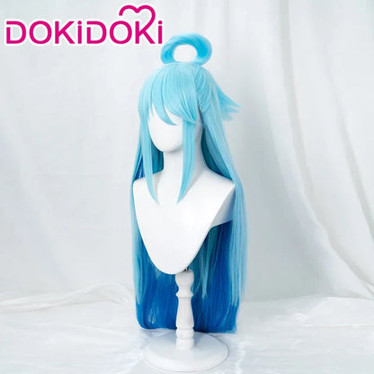 IN STOCK Aquaa Wig Anime Cosplay Wig DokiDoki Aquaa Costplay Women Long Blue Hair High Heat Resistant Free Wig Cap