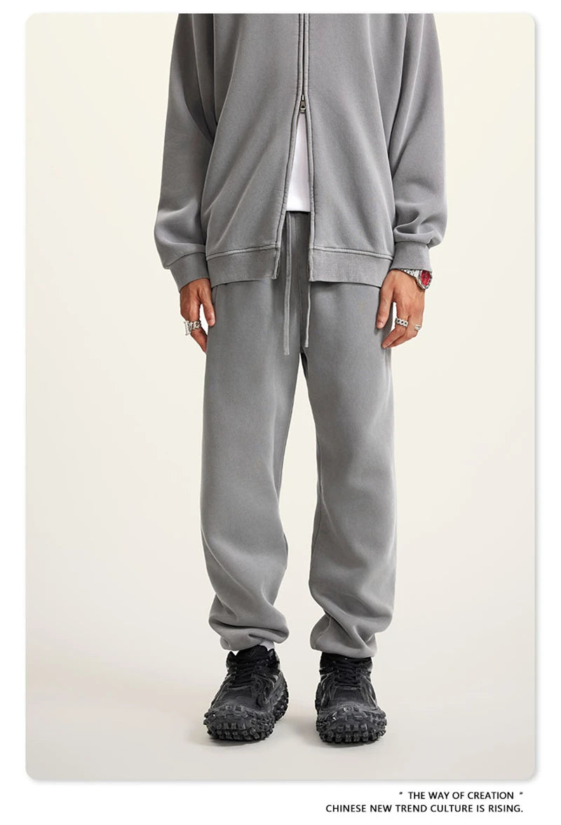 ZODF 2025 Autumn Winter Men’s Washed Fleece Sweatpants 355gsm Loose Retro Joggers Streetwear HY0653