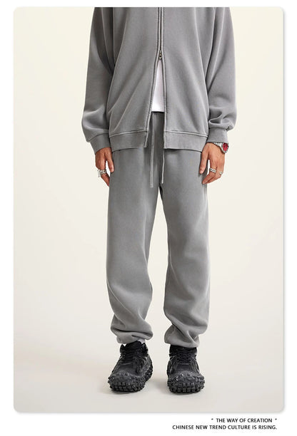 ZODF 2025 Autumn Winter Men’s Washed Fleece Sweatpants 355gsm Loose Retro Joggers Streetwear HY0653