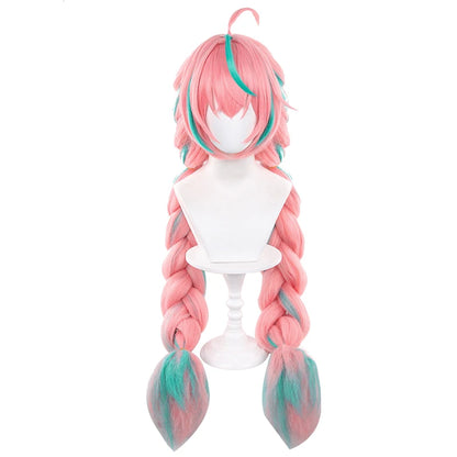 UWOWO Varesa Wig Game Genshin Impact Varesa Cosplay Wig With Ponytail Long Pink and Green Hair