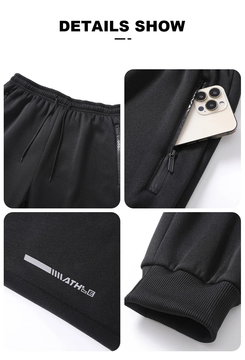 Chrlck Men’s Unisex Winter Fleece Sweatpants Warm Running Jogging Sport Trousers Elastic Waist Thick