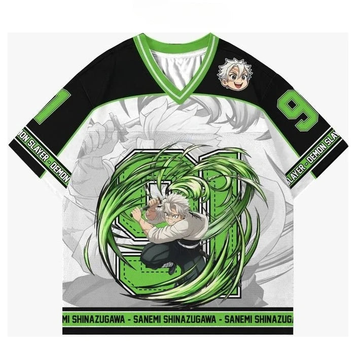 Demon Slayer Sanemi Shinazugawa Anime Series Number 91 Jersey Oversize Kpop Baseball Hockey Outfit Tshirt Daily Unisex Tops Tees