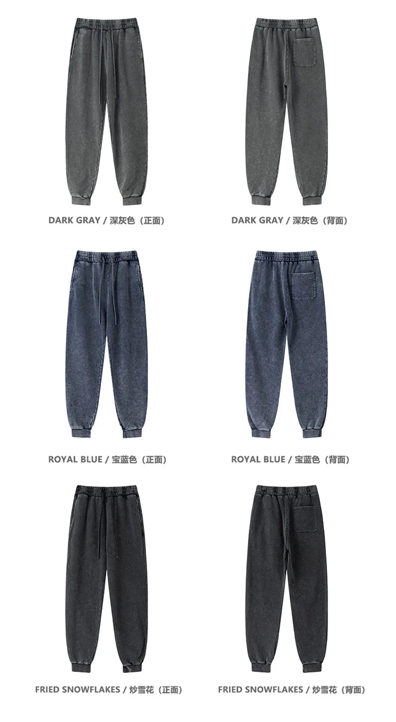 ZODF New Autumn Winter Men Washed 400gsm Sweatpant Unisex Loose Heavyweigh Cotton Sport Joggers Pants Streetwears HY0893