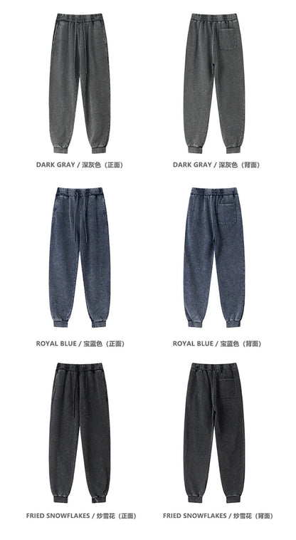 ZODF New Autumn Winter Men Washed 400gsm Sweatpant Unisex Loose Heavyweigh Cotton Sport Joggers Pants Streetwears HY0893