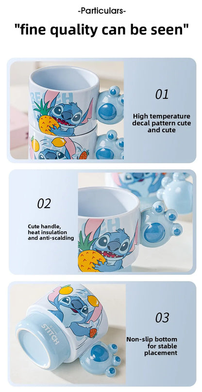 Disney Stitch Mug Office Coffee Cup Stackable Ceramics Mugs High Value Couple Water Cups Student Hot Water Cup Festival Gift