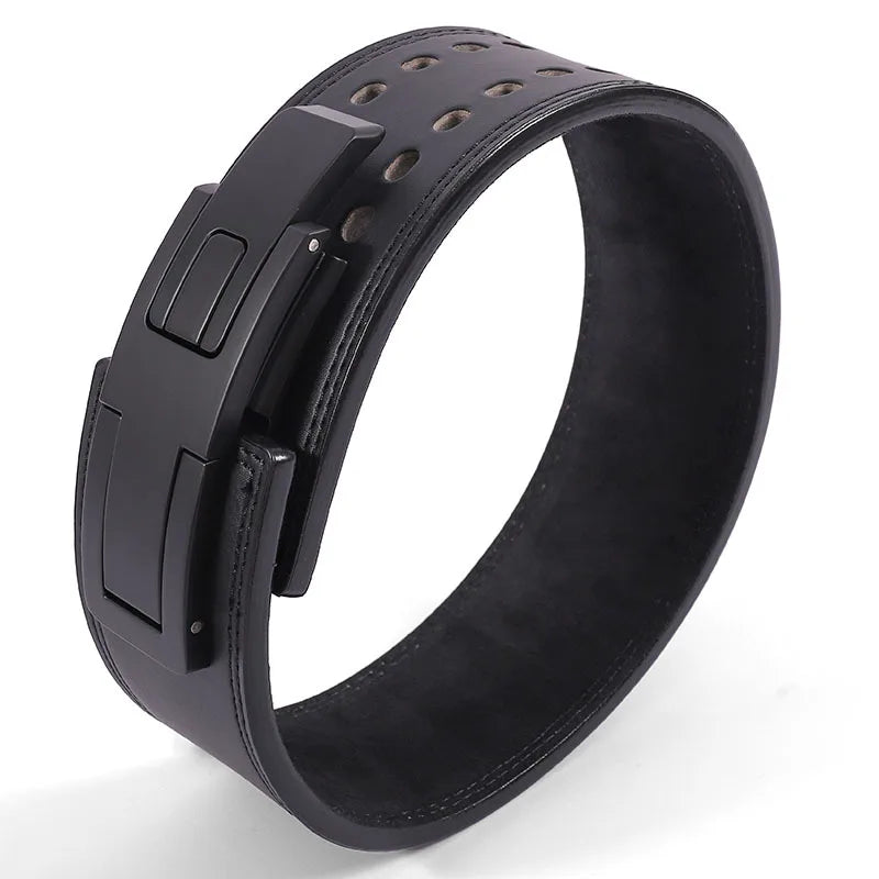Weightlifting Belt Cowhide Leather Lever Buckle Waist Support for Powerlifting Squat Deadlift Gym Training