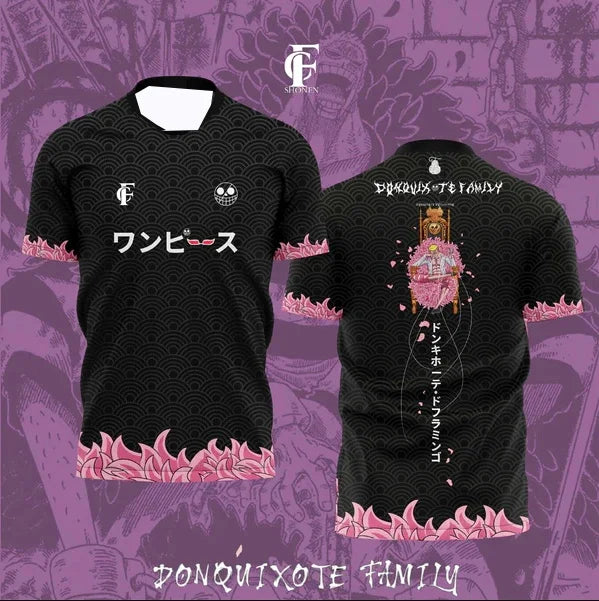 2526 New Bandai Anime One Piece Luffy Summer Jersey T-shirt Oversized 3D Adult and Children's Multifunctional Top Christmas