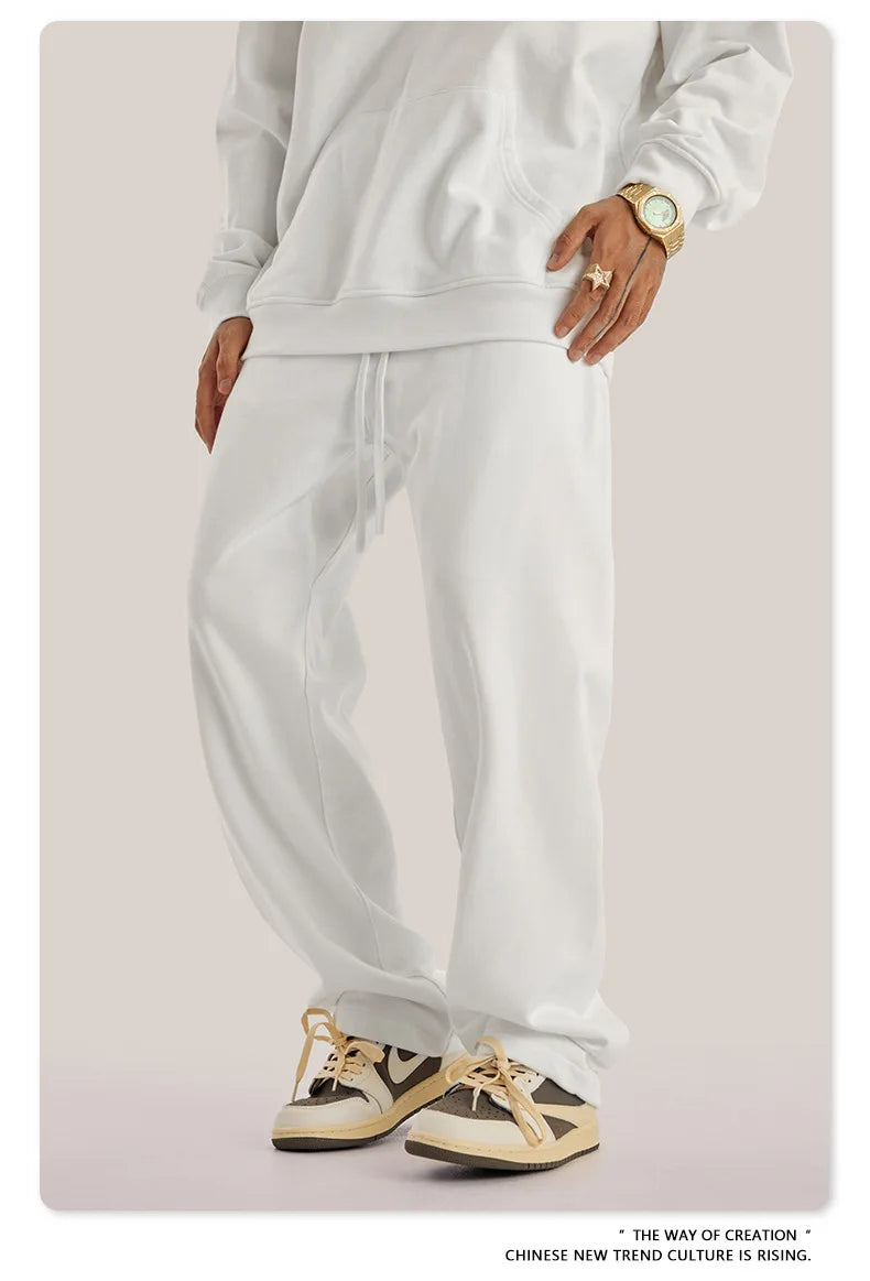 ZODF New 2025 Autumn Men's 445GSM Sweatpants Unisex High Street Soft Knitted Straight Pants Brand Streetwears Tracksuits HY0382