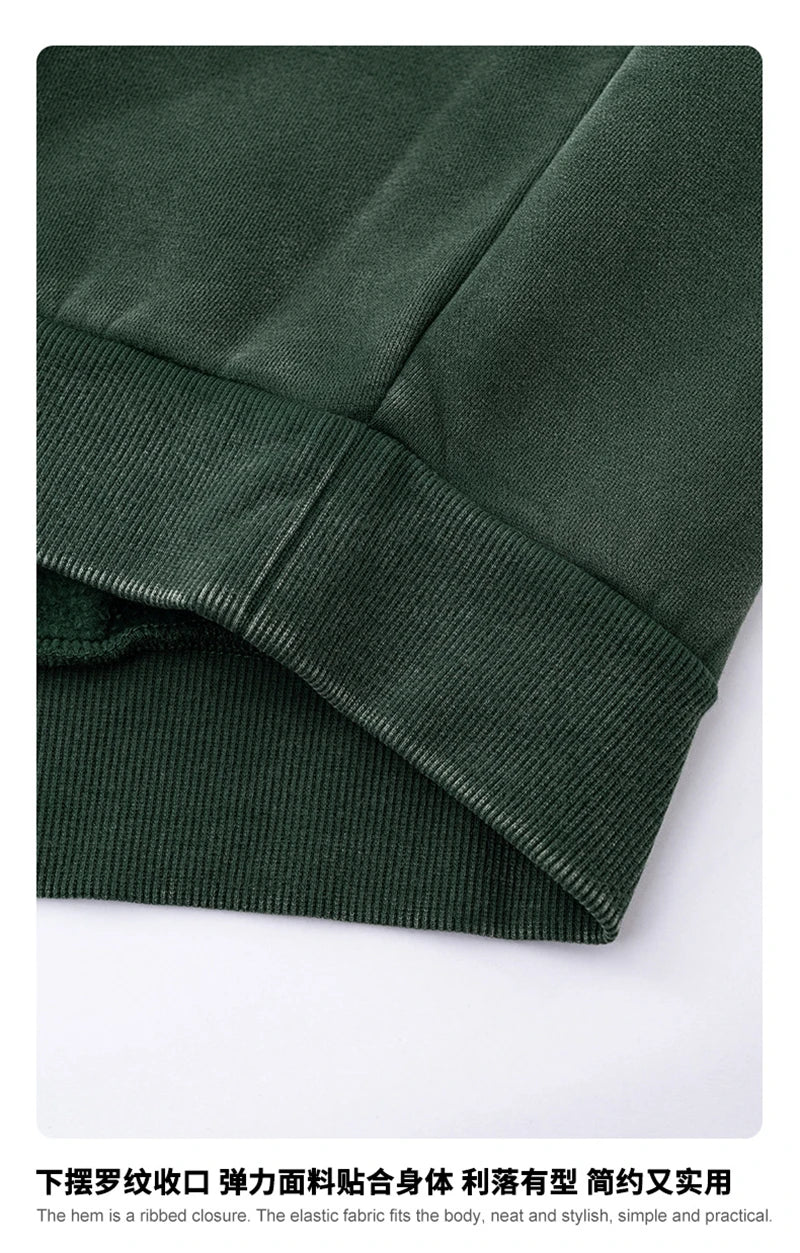 ZODF Trendy 2025 Winter Man 360gsm Washed Fleece Hoodies Unisex Patchwork Loose Fake 2 Pieces Knitted O Neck Sweatshirts HY1089