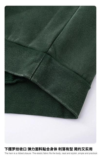 ZODF Trendy 2025 Winter Man 360gsm Washed Fleece Hoodies Unisex Patchwork Loose Fake 2 Pieces Knitted O Neck Sweatshirts HY1089