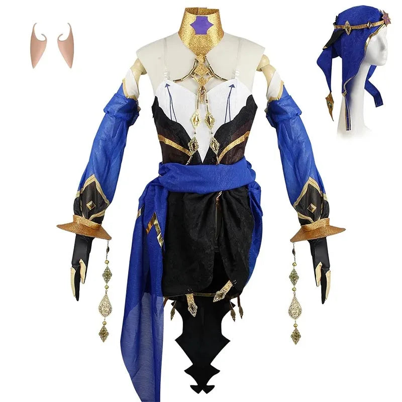 Genshin Impact Layla Cosplay Costume Set Adult Cotton Polyester