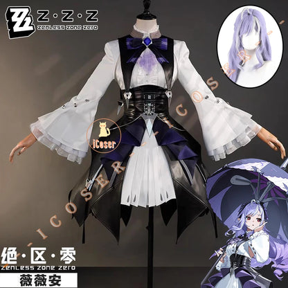 iCoser Zenless Zone Zero Vivian Cosplay Costume Dress Uniform Headwear Mockingbird Metal Props Halloween Party Women Carnival