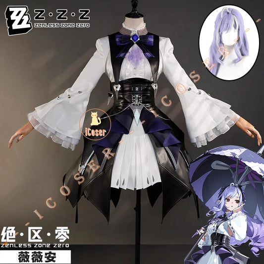 iCoser Zenless Zone Zero Vivian Cosplay Costume Dress Uniform Headwear Mockingbird Metal Props Halloween Party Women Carnival
