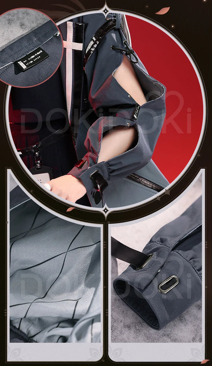 CHISA Cosplay Costume Game Wuthering Waves DokiDoki-SR Women Black JK Uniform Halloween CHISA Suit Coat Cosplay Wig