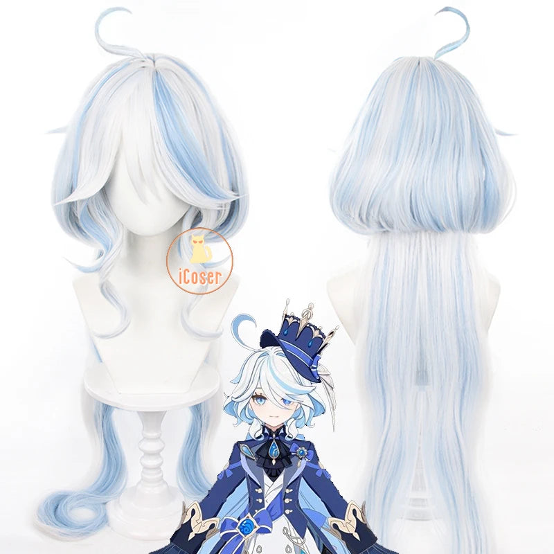 iCoser Focalors Furina Cosplay Costume Wig Dress Genshin Impact Fontaine Uniform Hat Pneuma Ousia God of Justice for Women Props