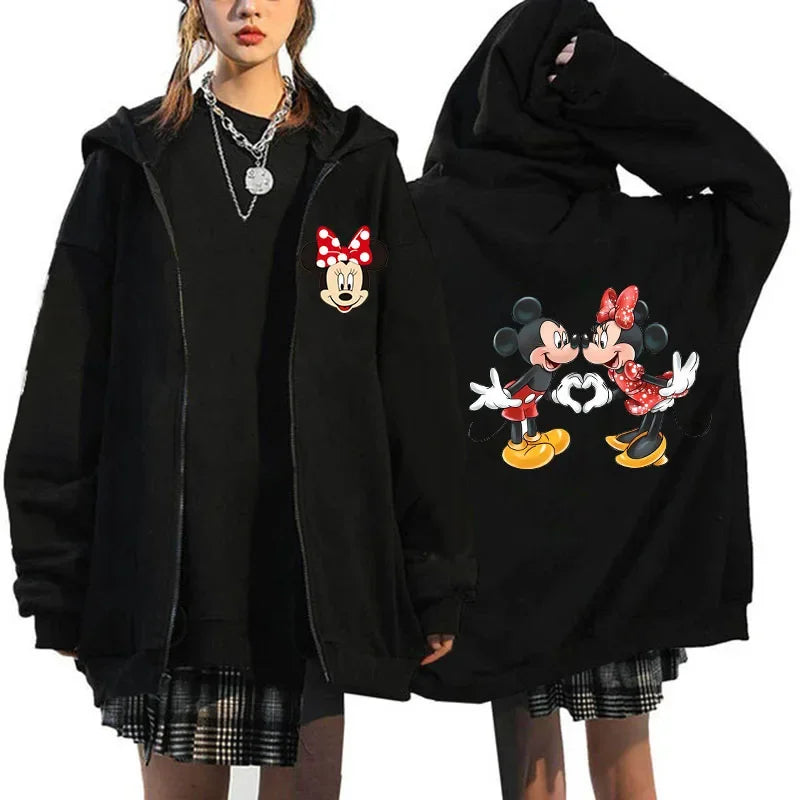 2025 Designer Clothing Women's Luxury Graphic Hoodies Mickey Mouse Print Long Sleeve Zip-Up Fashion Luxury Brand Disney Clothing