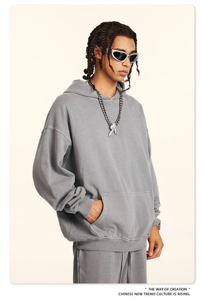 ZODF Retro Autumn Winter Washed Cotton Hoodies Unisex Loose 380gsm Knitted Sport Hooded Pullovers Brand Clothes HY0884