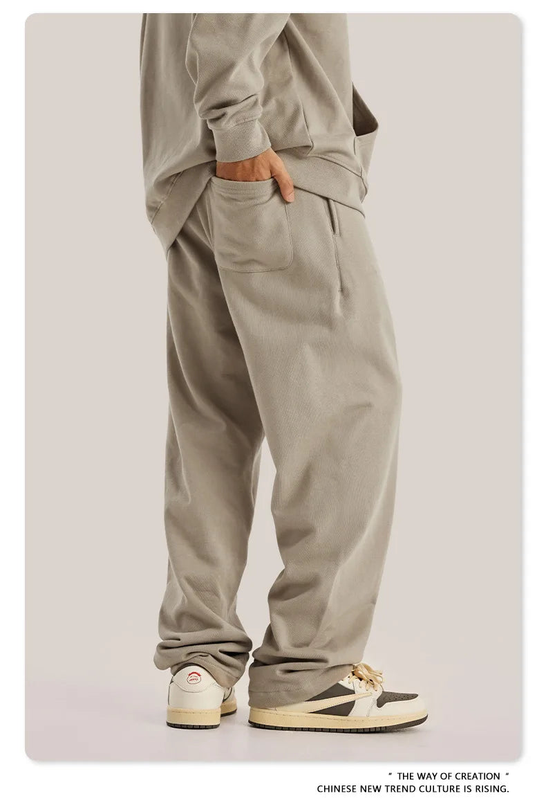 ZODF New 2025 Autumn Men's 445GSM Sweatpants Unisex High Street Soft Knitted Straight Pants Brand Streetwears Tracksuits HY0382