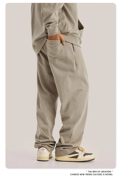 ZODF New 2025 Autumn Men's 445GSM Sweatpants Unisex High Street Soft Knitted Straight Pants Brand Streetwears Tracksuits HY0382