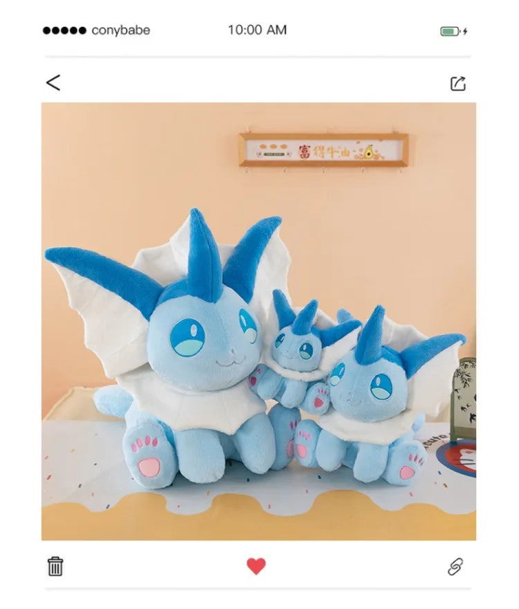 30-60CM Big Size Pokemon Plushies Vaporeon Kawaii Peluche Cartoon Anime Stuffed Animal Comfortable Soft Doll Children Toy Gift