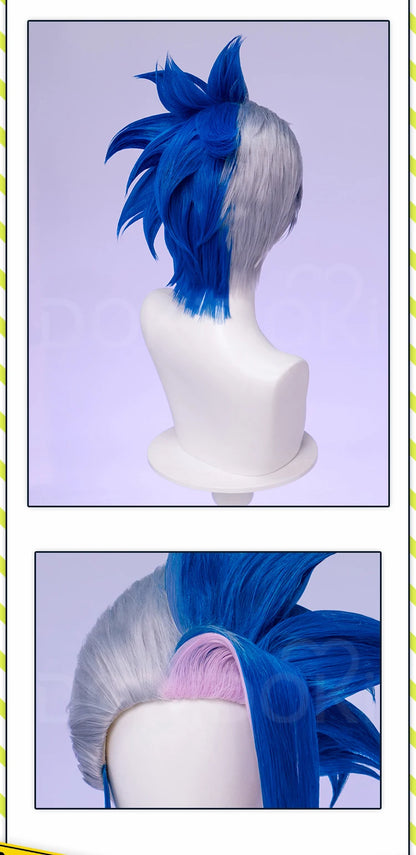 IN STOCK Guinevere Olivia Wig Anime Cosplay DokiDoki Blue Hair Knights Cosplay Double Buns Hight Heat Resistant Free Wig Cap