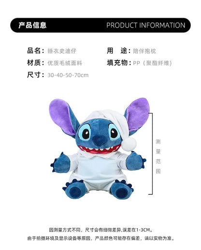 40/50/70cm Super Big Size Pajamas Stitch Disney Anime Plush Stuffed Doll Kawaii Room Decor Lilo & Stitch Plushies Holiday Gift