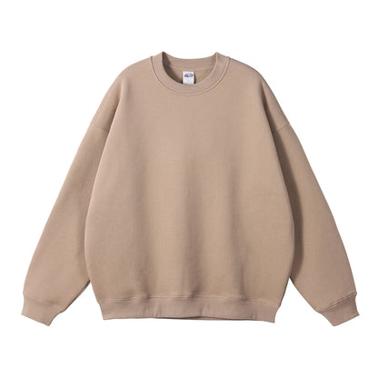ZODF New 2025 Winter 350gsm Fleece Sweatshirts For Men Unisex Casual Loose Basic Solid O-Neck Thick Warm Pullovers HY0635