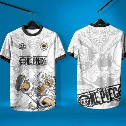 2526 New Bandai Anime One Piece Luffy Summer Jersey T-shirt Oversized 3D Adult and Children's Multifunctional  Christmas Jersey