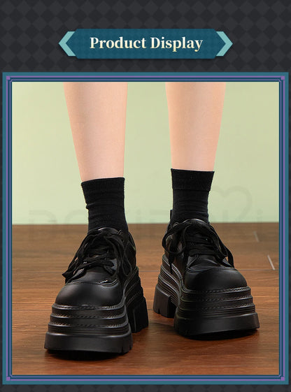 IN STOCK Men Women Cosplay Props 19cm Heightening Shoes DokiDoki Men Daily Black White 15cm Leather Shoes Halloween Cosplay