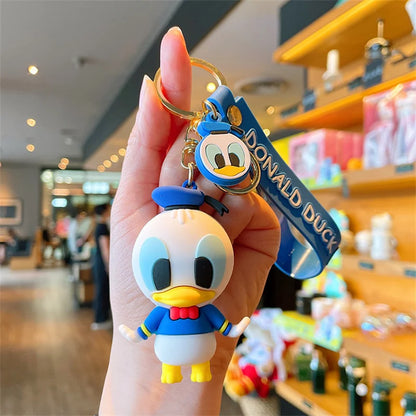 Cartoon Anime Disney Keychain Mickey Mouse Minnie Lilo & Stitch Cute Doll Keyring Ornament Key Chain Car Pendant Kids Toys Gift