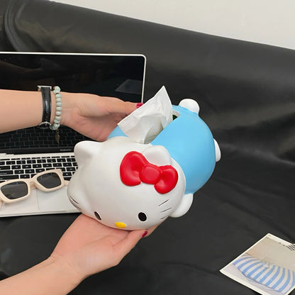 New Sanrio Hello Kitty Tissue Box Cute Party Paper Drawing Box Creative Design Napkin Storage Box