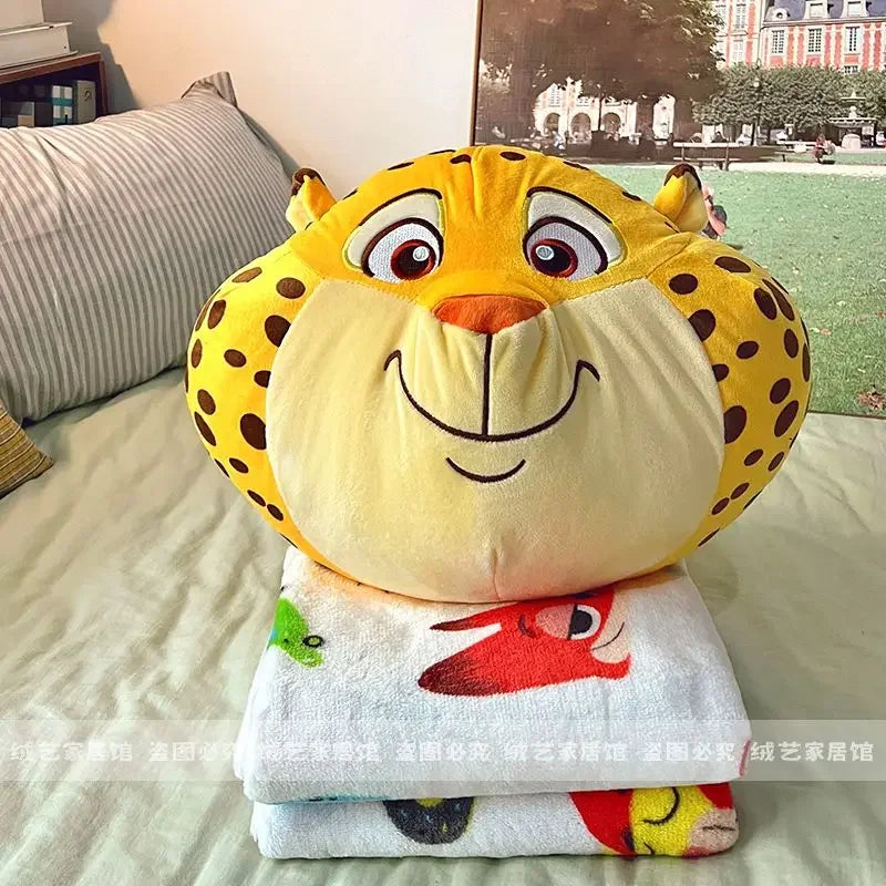 Cartoon Animal Zootopia Cushion Blanket Comfortable Soft Bed Back Cushion Nick Judy Fox Rabbit Leopard Cushion Blanket Car Gift