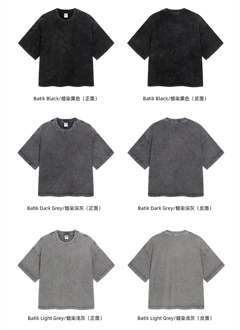 ZODF New Hip Hop Washed Cotton Boxy T-Shirts For Men Unisex Retro Loose Fit Basic Short Version T Shirt Brand Tops HY1076