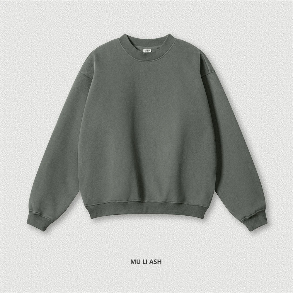 ZODF 2024 Winter Men 345gsm Fleece Sweatshirts Unisex Women Casual Loose Warm Solid O-Neck Pullovers Streetwears HY0865