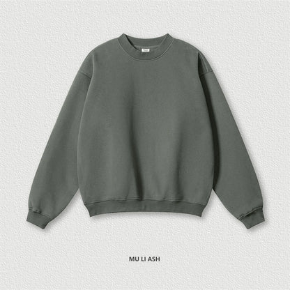 ZODF 2024 Winter Men 345gsm Fleece Sweatshirts Unisex Women Casual Loose Warm Solid O-Neck Pullovers Streetwears HY0865