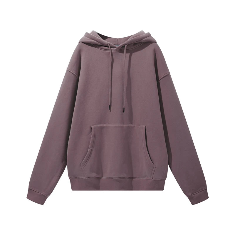 ZODF New Winter Men Basic Thick Fleece 345gsm Hoodies Casual Loose Hip Hop Unisex Hooded Sweatshirt Pullovers Tracksuits HY0010
