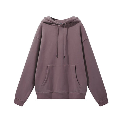 ZODF New Winter Men Basic Thick Fleece 345gsm Hoodies Casual Loose Hip Hop Unisex Hooded Sweatshirt Pullovers Tracksuits HY0010