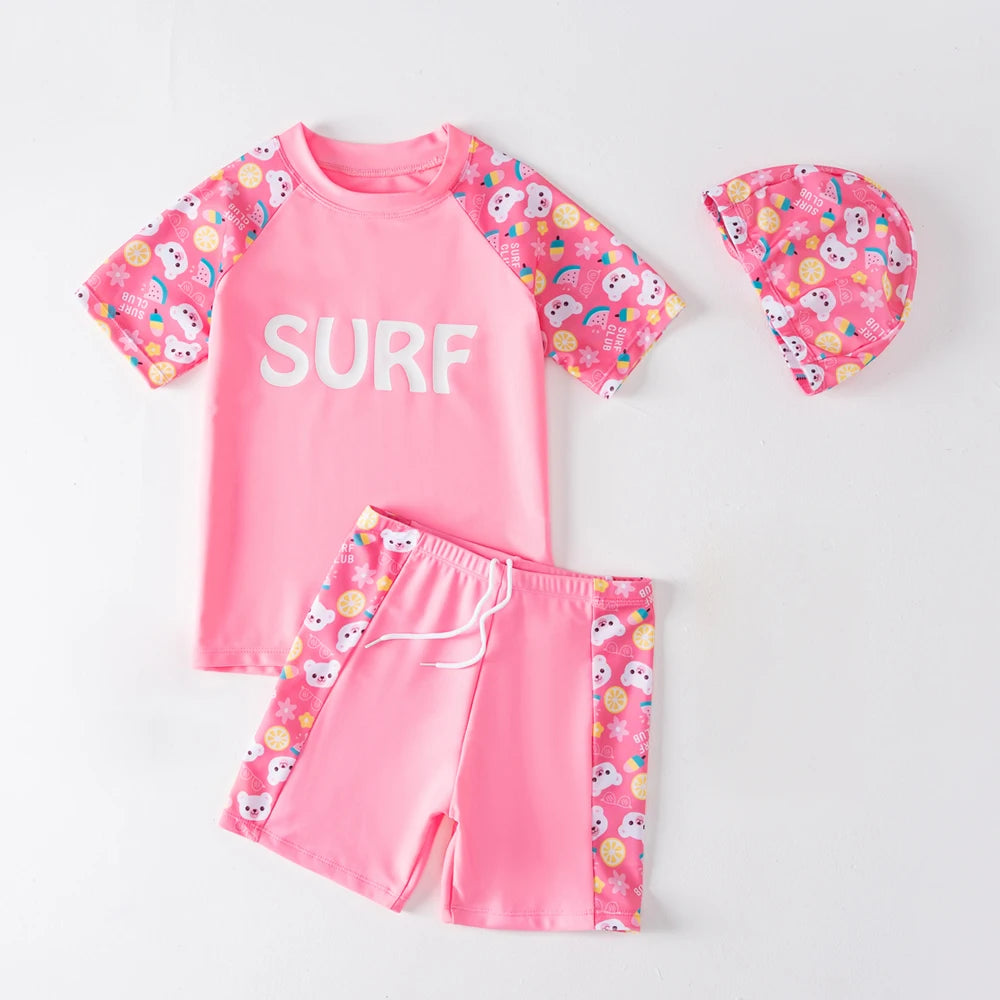 2025 New Boy Girl Swimwear Swim Suits Sun Protective Short Sleeve Children Swimsuits Children's Bathing Suit Kids Swimming Suits