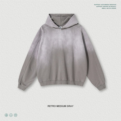 ZODF Retro Winter 370gsm Monkey Washed Hoodies For Man Unisex Oversized Off Shoulder 100% Cotton Hooded Coats Pullovers HY1136