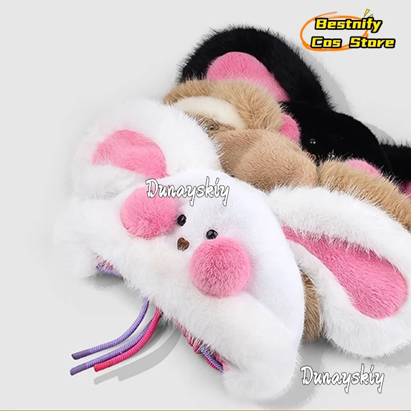 Bestnify Cos Fluffy Blusher Rabbit Plush Hat 54-58CM Polyester