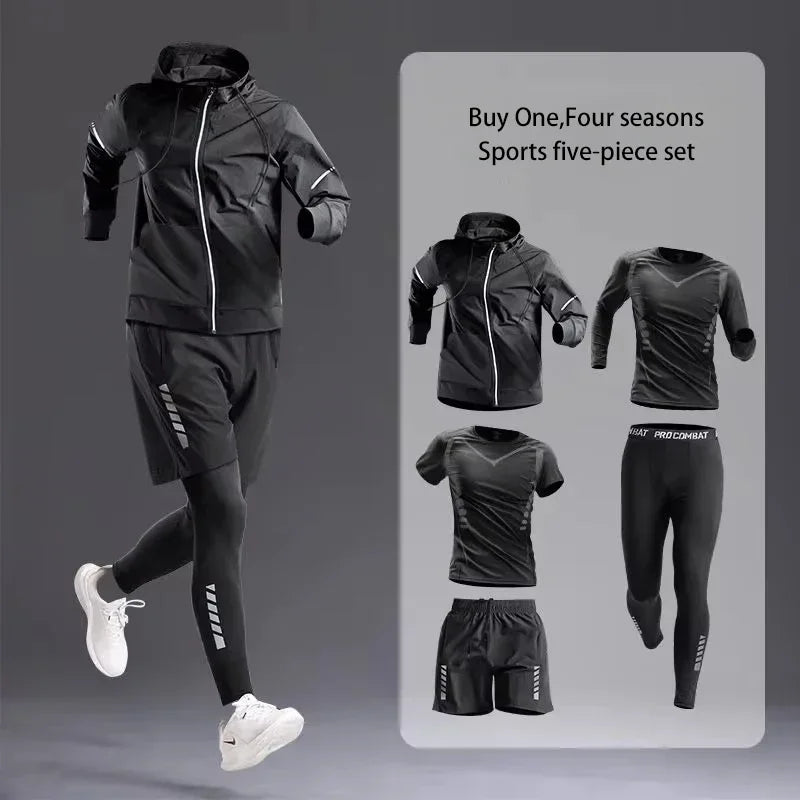 Men’s Sportswear Suit 1-5pcs – All-Season Running Cycling & Fitness Quick-Dry Track Set